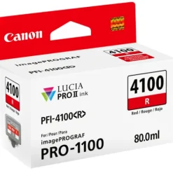 Canon Ink>PFI-4100 Red Pigment Ink Tank - 80mL