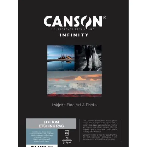Canson Paper>Infinity Edition Etching Rag 310gsm A3 - 25 Sheets