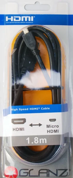 Glanz Cables & Connectors>HDMI (A) to HDMI Micro (D) – 1.8 Metres