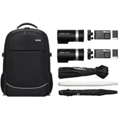 Godox Studio Lighting Kits>AD300Pro Two Head Umbrella & Softbox Kit with Carry Bag