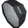 Godox Reflectors, Softboxes & Umbrellas>Umbrella Octa Softbox 120cm With Grid S-Type Mount