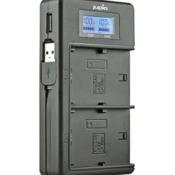 Jupio Battery Chargers & Plates>Dedicated Duo USB Charger with LCD for Canon LP-E6/LP-E6N Batteries