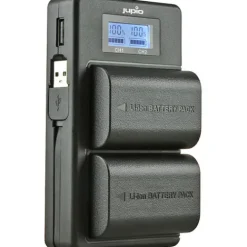 Jupio Battery Chargers & Plates>Dedicated Duo USB Charger with LCD for Canon LP-E6/LP-E6N Batteries