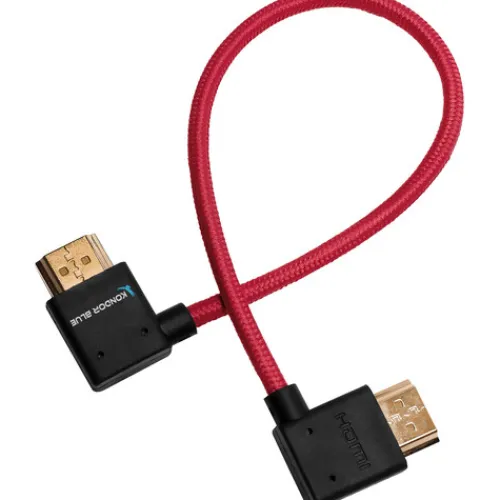 Kondor Blue Video Monitors & Accessories>30cm Right Angle to Left Angle Full HDMI Straight Cable - Cardinal Red