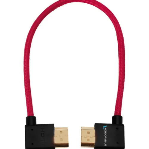 Kondor Blue Video Monitors & Accessories>30cm Right Angle to Left Angle Full HDMI Straight Cable - Cardinal Red