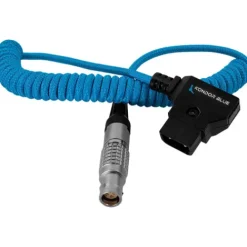 Kondor Blue Cables & Connectors>Coiled D-Tap To Female Lemo 4 Pin for Canon C200 Cable - 35.5-73.6cm - Blue