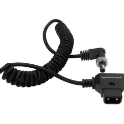 Kondor Blue Cables & Connectors>Coiled D-Tap to Locking DC 2.5mm Right Angle Cable - Black