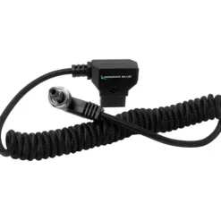 Kondor Blue Cables & Connectors>Coiled D-Tap to Locking DC 2.5mm Right Angle Cable - Black
