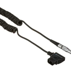 Kondor Blue Cables & Connectors>Coiled D-Tap to LEMO 2 Pin 0B Male Power Cable for Zcam / Teradek - Black