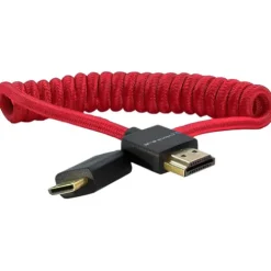 Kondor Blue Video Monitors & Accessories>Coiled Mini HDMI to Full HDMI 30-60cm - Cardinal Red