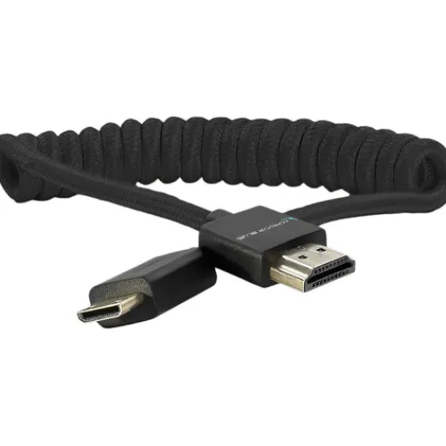Kondor Blue Video Monitors & Accessories>Coiled Mini HDMI to Full HDMI - 30-60cm - Black