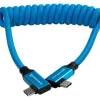 Kondor Blue Cables & Connectors>Coiled USB C Right Angle Braided Cable - 30-60cm - Blue