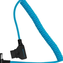 Kondor Blue Cables & Connectors>D-Tap to DC Right Angle Coiled Cable for Canon C70/Atomos - Blue