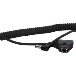 Kondor Blue Cables & Connectors>D-Tap to DC Right Angle Coiled Cable for Canon C70/Atomos - Raven Black