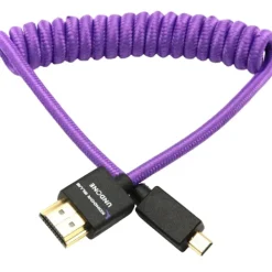 Kondor Blue Video Monitors & Accessories>Gerald Undone MK2 Coiled Micro HDMI to Full HDMI - 30-60cm - Purple