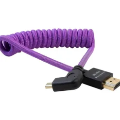 Kondor Blue Video Monitors & Accessories>Gerald Undone MK2 Coiled Left Angle Micro HDMI to Full HDMI for Sony/Fujifilm - 30cm to 30cm - Purple