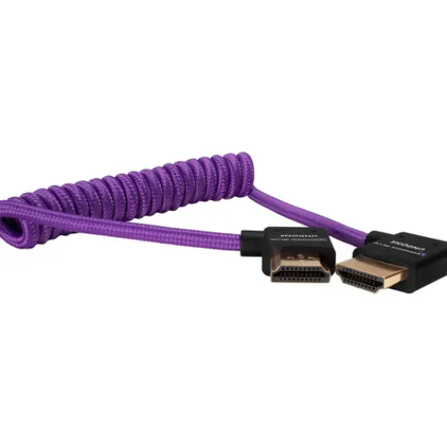 Kondor Blue Video Monitors & Accessories>Gerald Undone Right Angle Full HDMI Cable - 30-60cm - Coiled Purple