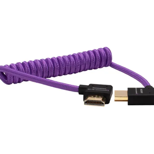 Kondor Blue Video Monitors & Accessories>Gerald Undone Right Angle Full HDMI Cable - 30-60cm - Coiled Purple