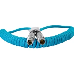 Kondor Blue Cables & Connectors>LEMO to LEMO 2 Pin 0B Male Coiled Power Cable for ARRI - Teradek - Blue