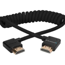 Kondor Blue Video Monitors & Accessories>Right Angle Full HDMI Cable For On-Camera Monitors Braided Coiled - 30-60cm - Black