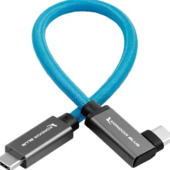Kondor Blue Cables & Connectors>USB C to USB C Right Angle Cable for SSD Recording - 21.5cm - Blue