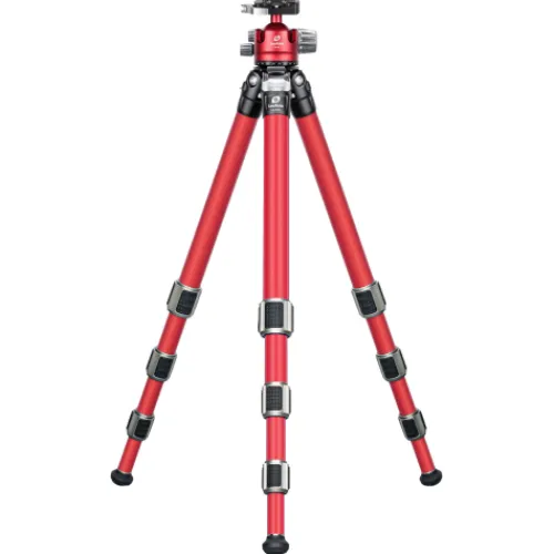 Leofoto Tripods>LA-324C Athena Series 4 Section Water Resistant Carbon Fibre Tripod with Red LH-40LR Ball Head
