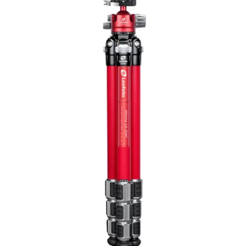 Leofoto Tripods>LA-324C Athena Series 4 Section Water Resistant Carbon Fibre Tripod with Red LH-40LR Ball Head