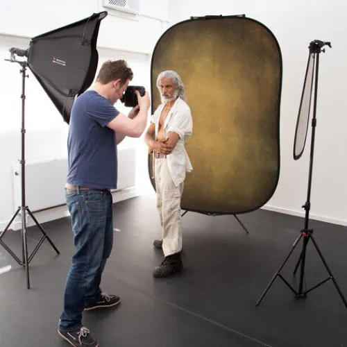 Manfrotto Mounting Hardware|Light Stands, Backgrounds & Mounting>LL LB5705 Vintage Reversible Collapsible Background - 5x7' - Tobacco/Olive