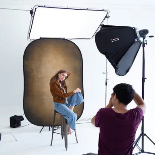 Manfrotto Mounting Hardware|Light Stands, Backgrounds & Mounting>LL LB5705 Vintage Reversible Collapsible Background - 5x7' - Tobacco/Olive