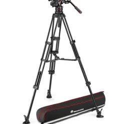Manfrotto Video Tripods>MVK612TWINMA 612 Nitrotech Fluid Video Head and Aluminum Twin Leg Tripod with Middle Spreader