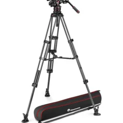 Manfrotto Tripods>MVK612TWINMC 612 Nitrotech Fluid Video Head and Carbon Fiber Twin Leg Tripod with Middle Spreader