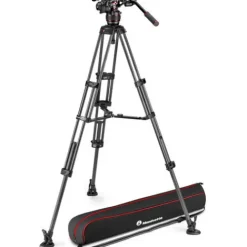 Manfrotto Tripods>MVK608TWINMC 608 Nitrotech Fluid Video Head and Carbon Fiber Twin Leg Tripod with Middle Spreader