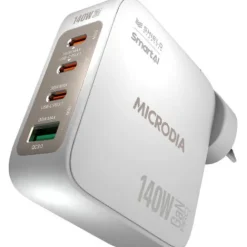 Microdia Ac Adapters>SMARTCube Nano 140W 4 Port GaN Wall Charger - White