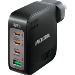 Microdia Ac Adapters>SMARTCube Nano 140W 4 Port GaN Wall Charger - Black