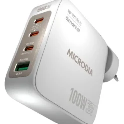 Microdia Ac Adapters>SMARTCube Nano 100W 4 Port GaN Wall Charger - White