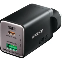 Microdia Ac Adapters>SMARTCube Nano 45W Dual Port GaN Wall Charger - Black