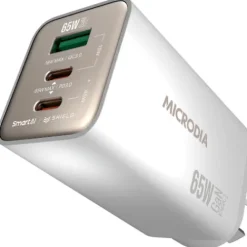 Microdia Ac Adapters>SMARTCube Nano 65W Tri Port GaN Wall Charger - White