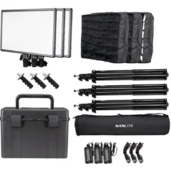 Nanlite Studio Lighting Kits>Lumipad 25 Soft LED Panel 3 Kit with NP-F Batteries, NP-F Chargers, Lighting Stands, Grids and Hard Case