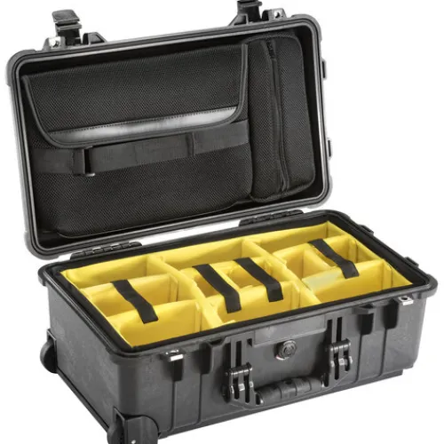 Pelican Hard Cases>1510SC Studio Case with Lid Organizer and Yellow Divider Set - Black