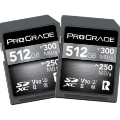 ProGrade Sd Memory Cards>Digital 512GB SDXC UHS-II 300MB/s Cobalt Memory Card (2 Pack) - V90