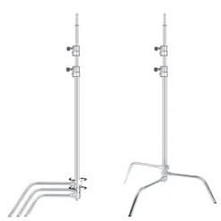 Xlite Light Stands, Backgrounds & Mounting>Turtle Base C Stand Silver with Arm & 2 Grip Heads