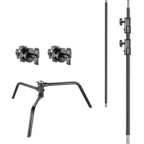 Xlite Mounting Hardware|Light Stands, Backgrounds & Mounting>Turtle Base C-Stand Black With Arm & 2 Grips
